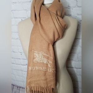 Burberry Virgin Wool Scarf Winter Classic Fringe